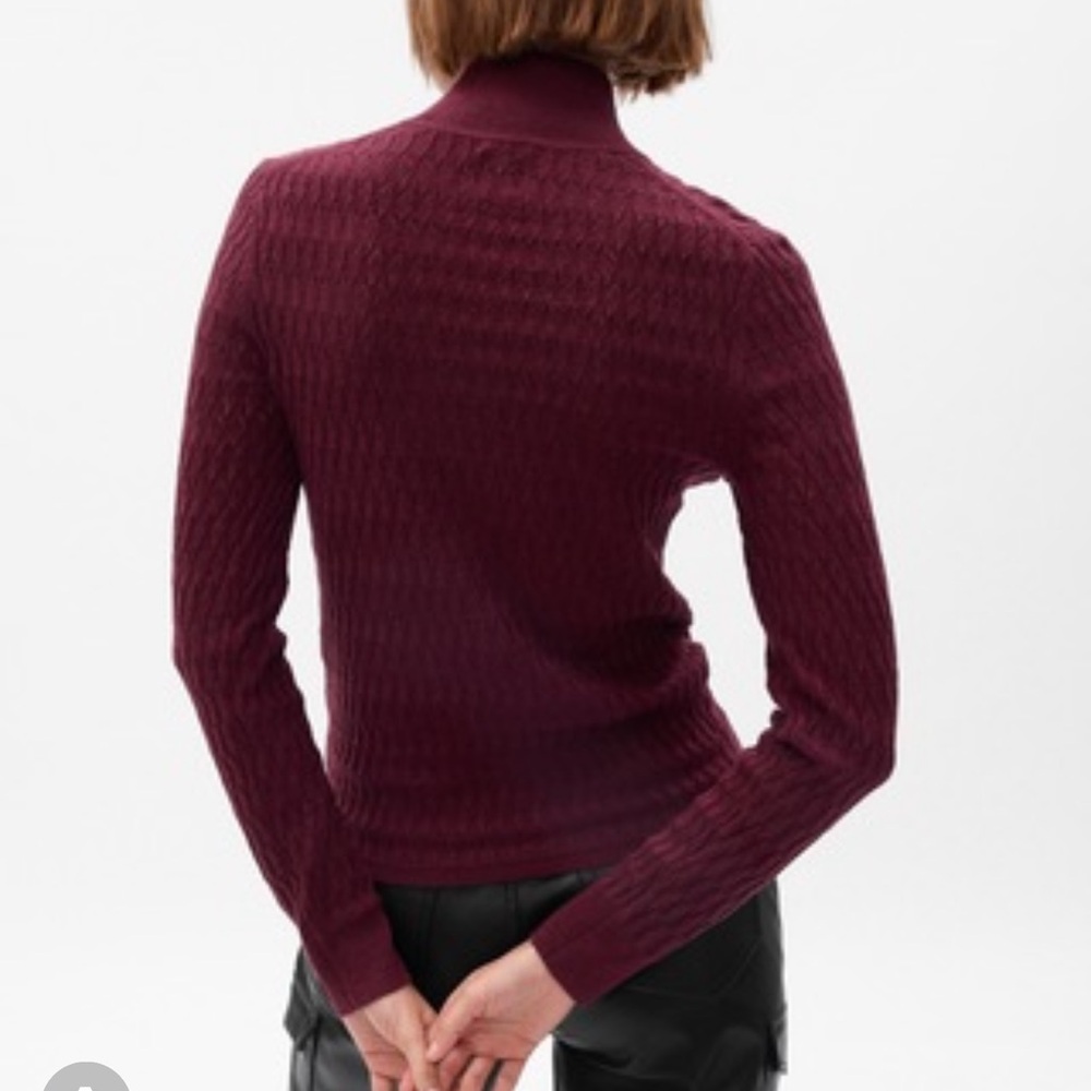 GAP Pointelle Mock Neck Garnet Sweater